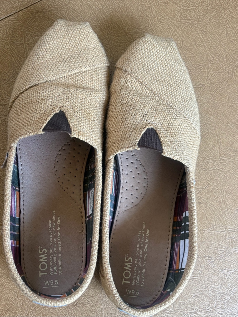 TOMS Beige Canvas Slip-On Flats